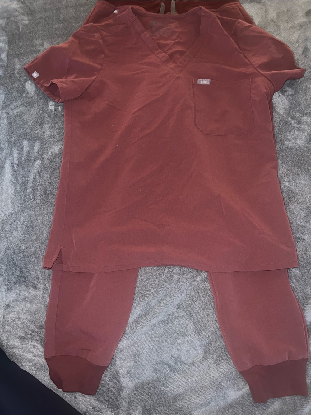 Figs Women's V-Neck Pajama Set in Rust